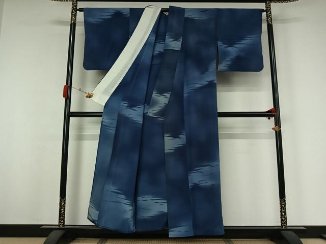 平和屋着物▽上質な小紋　単衣　霞文　暈し染め　正絹　逸品　AABK3757jh