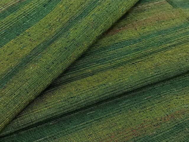 平和屋着物▽上質な紬　単衣　横段文　正絹　逸品　AABK3762jh