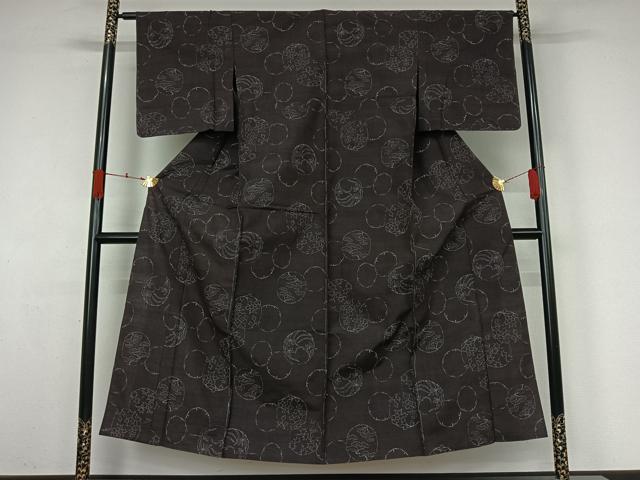 平和屋着物▽小紋　単衣　花丸文　未使用　AABK3767jh