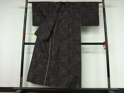 平和屋着物▽小紋　単衣　花丸文　未使用　AABK3767jh