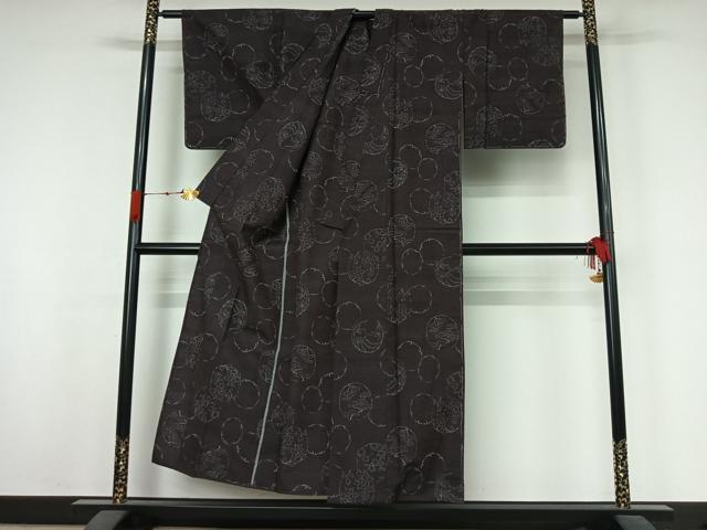 平和屋着物▽小紋　単衣　花丸文　未使用　AABK3767jh