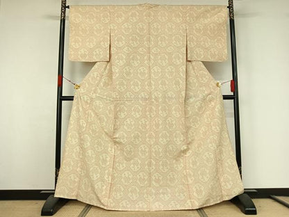 平和屋着物▽上質な紬　単衣　有栖川文様　正絹　逸品　AABK3770jh