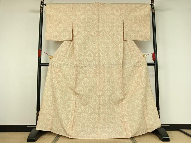 平和屋着物▽上質な紬　単衣　有栖川文様　正絹　逸品　AABK3770jh