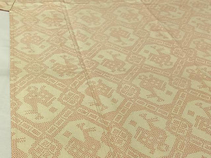 平和屋着物▽上質な紬　単衣　有栖川文様　正絹　逸品　AABK3770jh