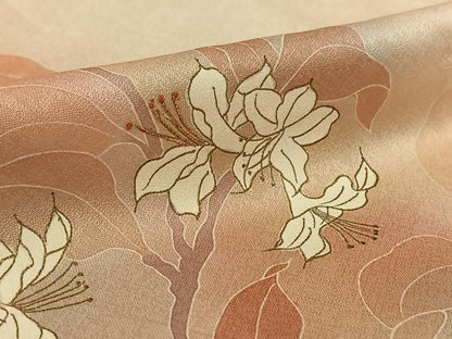 平和屋着物▽訪問着　単衣　駒刺繍　枝花文　暈し染め　正絹　逸品　AABK3773jh