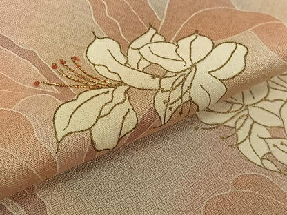 平和屋着物▽訪問着　単衣　駒刺繍　枝花文　暈し染め　正絹　逸品　AABK3773jh