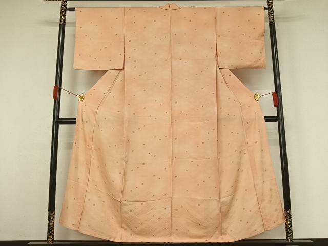 平和屋着物▽上質な小紋　単衣　花菱文　正絹　逸品　AABK3774jh