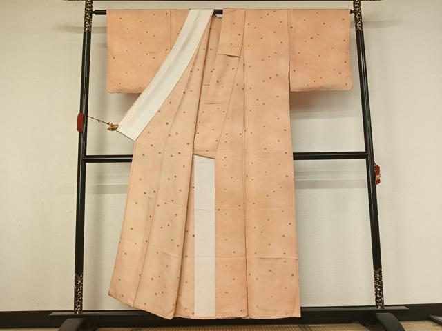 平和屋着物▽上質な小紋　単衣　花菱文　正絹　逸品　AABK3774jh