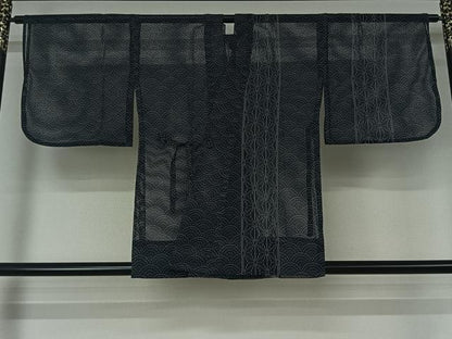 平和屋着物▽道中着　スリーシーズン　春夏秋　塵除け　青海波麻の葉文　AABK3776jh