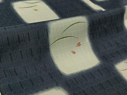 平和屋着物▽小紋　単衣　芝花文　洗える着物　AABK3778jh