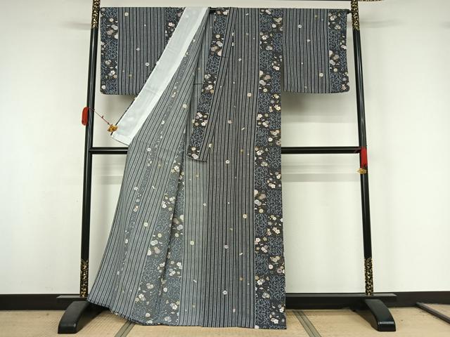 平和屋着物▽小紋　単衣　花間道　洗える着物　AABK3780jh
