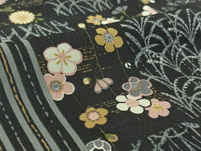 平和屋着物▽小紋　単衣　花間道　洗える着物　AABK3780jh