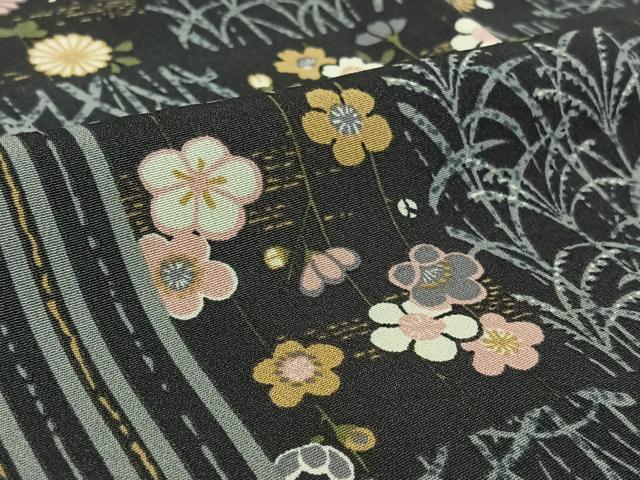 平和屋着物▽小紋　単衣　花間道　洗える着物　AABK3780jh