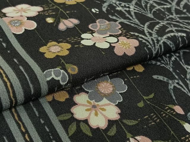 平和屋着物▽小紋　単衣　花間道　洗える着物　AABK3780jh