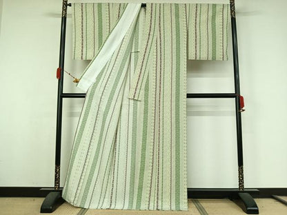 平和屋着物▽小紋　単衣　花間道　洗える着物　AABK3781jh
