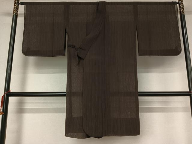 平和屋着物▽洗える最高級着物 ＜英＞はなぶさ謹製 道中着 スリーシーズン 春夏秋 塵除け 縞 たとう紙付き ロング丈 洗える着物 AABK3782jh
