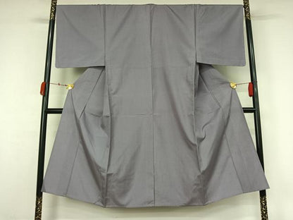 平和屋着物▽男性　紬　単衣　色無地　藤色　正絹　逸品　未使用　AABK3784jh
