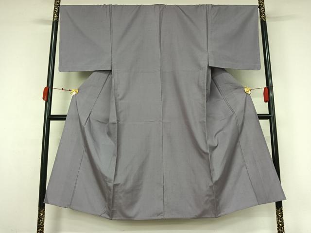平和屋着物▽男性　紬　単衣　色無地　藤色　正絹　逸品　未使用　AABK3784jh