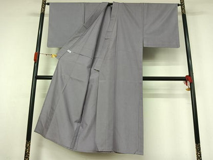 平和屋着物▽男性　紬　単衣　色無地　藤色　正絹　逸品　未使用　AABK3784jh