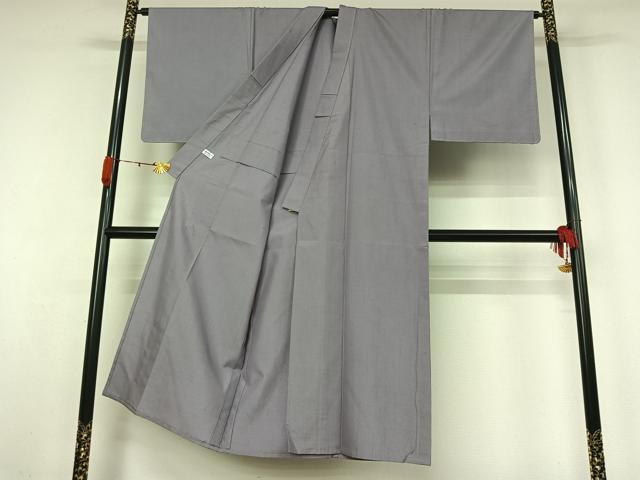 平和屋着物▽男性　紬　単衣　色無地　藤色　正絹　逸品　未使用　AABK3784jh