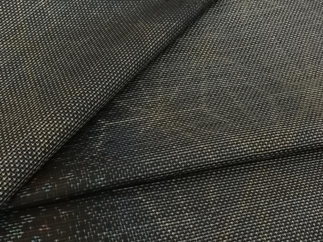 平和屋着物▽本場大島紬　単衣　9マルキ　麻の葉間道　正絹　逸品　AABK3786jh