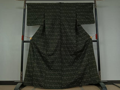 平和屋着物▽上質な紬　単衣　琉球絣　正絹　逸品　AABK3787jh