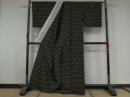 平和屋着物▽上質な紬　単衣　琉球絣　正絹　逸品　AABK3787jh