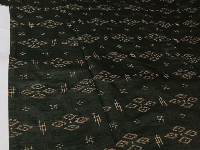 平和屋着物▽上質な紬　単衣　琉球絣　正絹　逸品　AABK3787jh