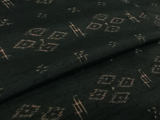 平和屋着物▽上質な紬　単衣　琉球絣　正絹　逸品　AABK3787jh