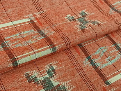 平和屋着物▽上質な紬　単衣　琉球絣文様　正絹　逸品　AABK3789jh