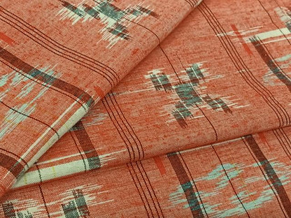 平和屋着物▽上質な紬　単衣　琉球絣文様　正絹　逸品　AABK3789jh