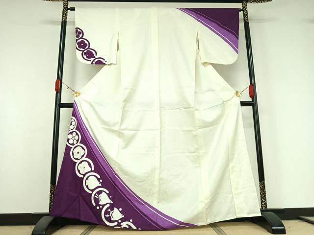 平和屋着物▽訪問着　単衣　千鳥花文　洗える着物　AABK3790jh