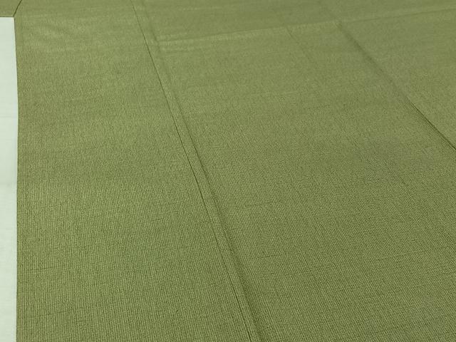 平和屋着物▽お召　単衣　色無地　山葵色　正絹　逸品　AABK3792jh