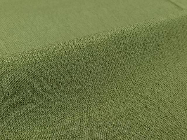 平和屋着物▽お召　単衣　色無地　山葵色　正絹　逸品　AABK3792jh