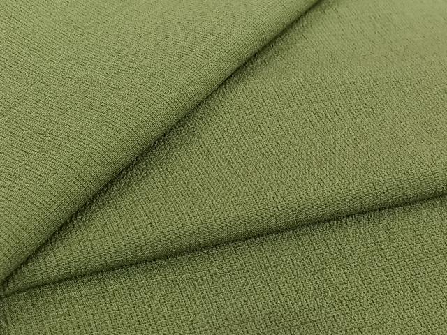 平和屋着物▽お召　単衣　色無地　山葵色　正絹　逸品　AABK3792jh