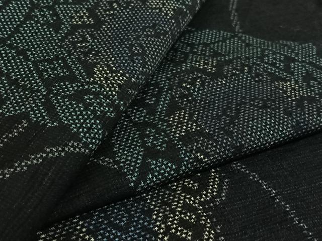平和屋着物▽上質な紬　単衣　正倉院花文　正絹　逸品　AABK3798jh