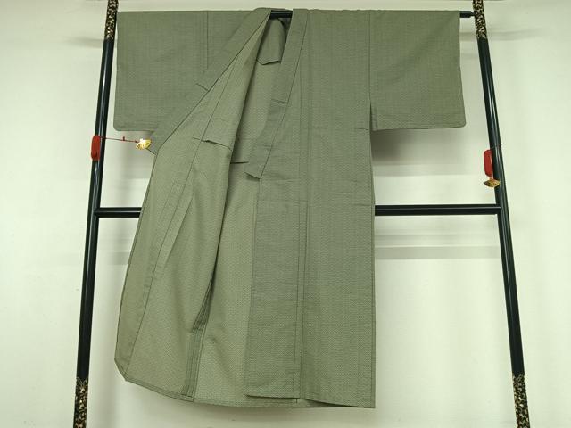 平和屋着物▽男性　小紋　単衣　菱松文　未使用　AABK3804jh