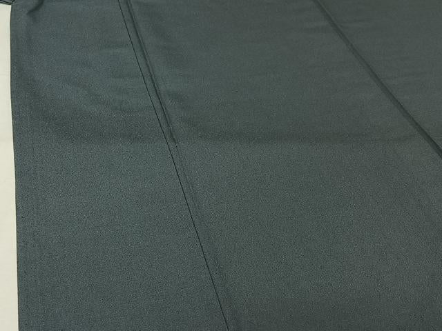 平和屋着物▽男性　紬　単衣　藍鼠色　お召縮緬　正絹　逸品　AABK3806jh