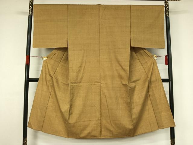 平和屋着物▽男性　紬　単衣　色無地　桑染色　正絹　逸品　AABK3808jh