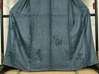 平和屋着物▽訪問着　無双　紗袷　紗×絽　手描き　草花文　正絹　逸品　AABK3810jh
