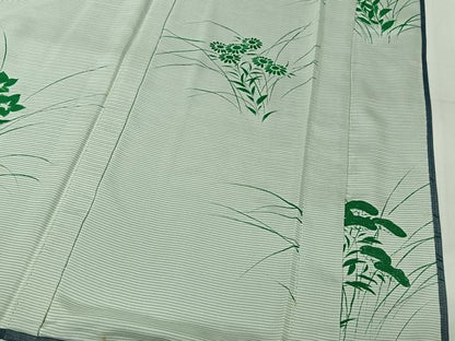 平和屋着物▽訪問着　無双　紗袷　紗×絽　手描き　草花文　正絹　逸品　AABK3810jh