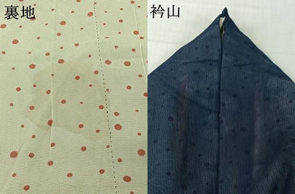 平和屋着物▽上質な小紋　無双　紗袷　紗×絽　水玉文　正絹　逸品　AABK3811jh