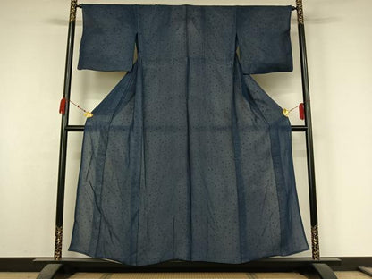 平和屋着物▽上質な小紋　無双　紗袷　紗×絽　水玉文　正絹　逸品　AABK3811jh