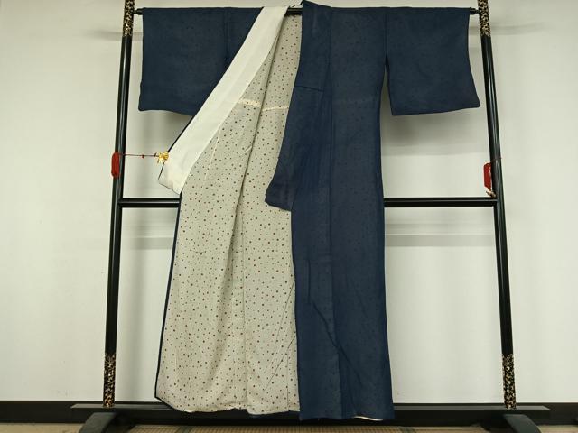 平和屋着物▽上質な小紋　無双　紗袷　紗×絽　水玉文　正絹　逸品　AABK3811jh