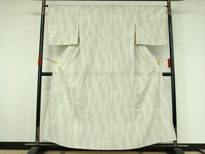 平和屋着物▽本塩沢　単衣　110亀甲　横段文　正絹　逸品　AABK3813jh