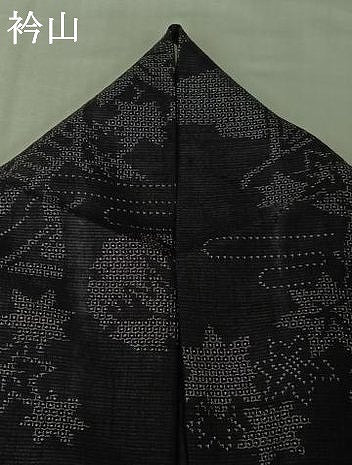 平和屋着物▽結城紬　単衣　100亀甲　雪輪舞葉文　正絹　逸品　AABK3815jh