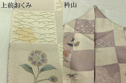 平和屋着物●上質な小紋　単衣　枝花文　金彩　銀通し地　正絹　逸品　AABK3818jh