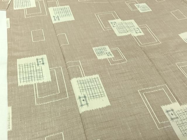 平和屋着物●上質な紬　単衣　幾何学文様　正絹　逸品　AABK3819jh