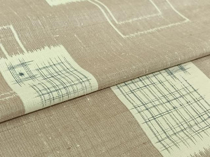 平和屋着物●上質な紬　単衣　幾何学文様　正絹　逸品　AABK3819jh