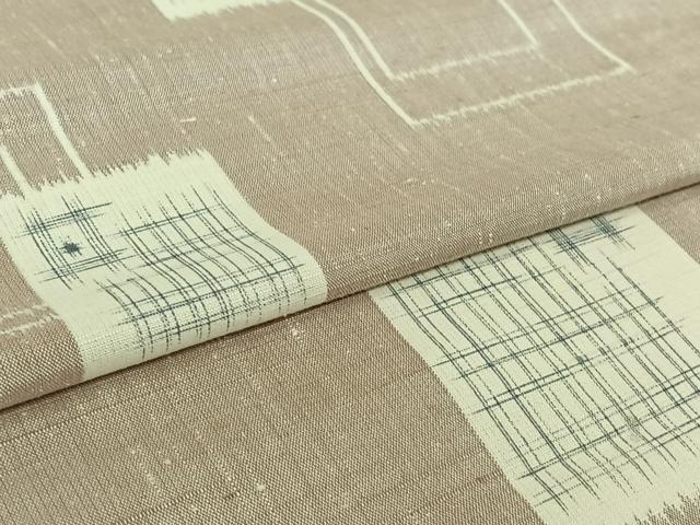 平和屋着物●上質な紬　単衣　幾何学文様　正絹　逸品　AABK3819jh
